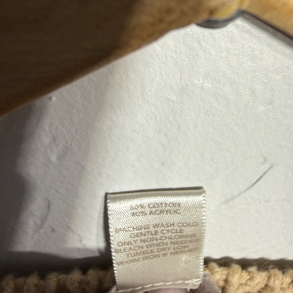 Loft Sweater WM Tan/white Stripe Open Knit Long Sleeve Chic Artisanal Classic - Picture 6 of 13